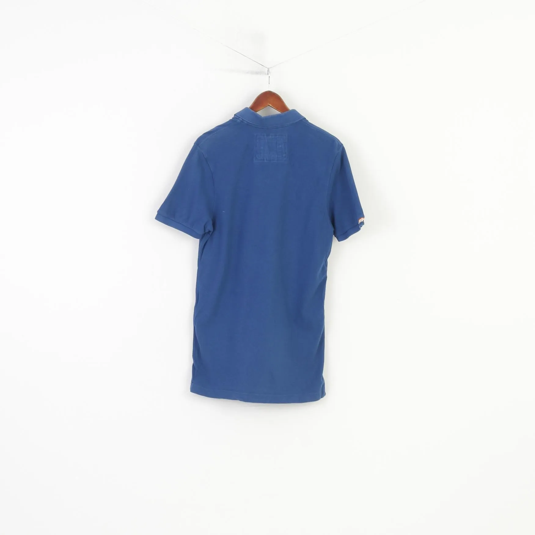 Superdry Men M Polo Shirt Navy Cotton Double Black Label Polo Fit Vintage Short Sleeve Top