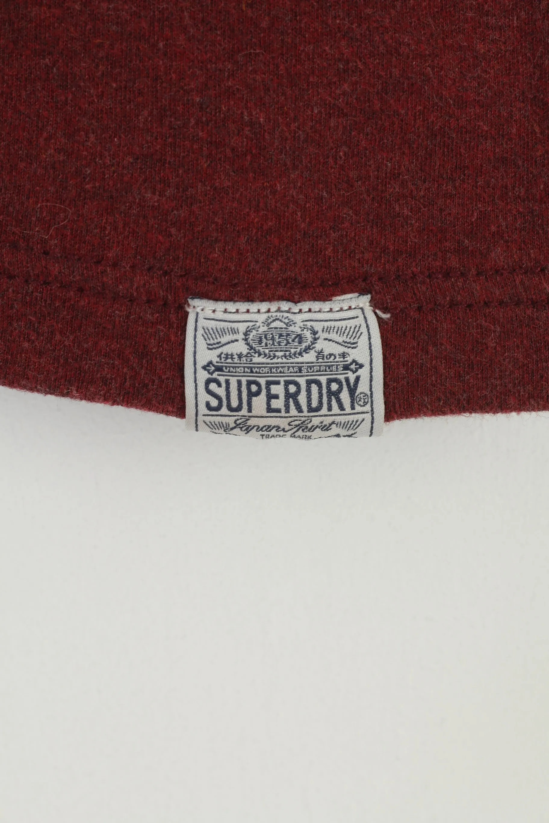 Superdry Men S Shirt Burgundy Cotton Japan Stretch Long Sleeve Crew Neck Top