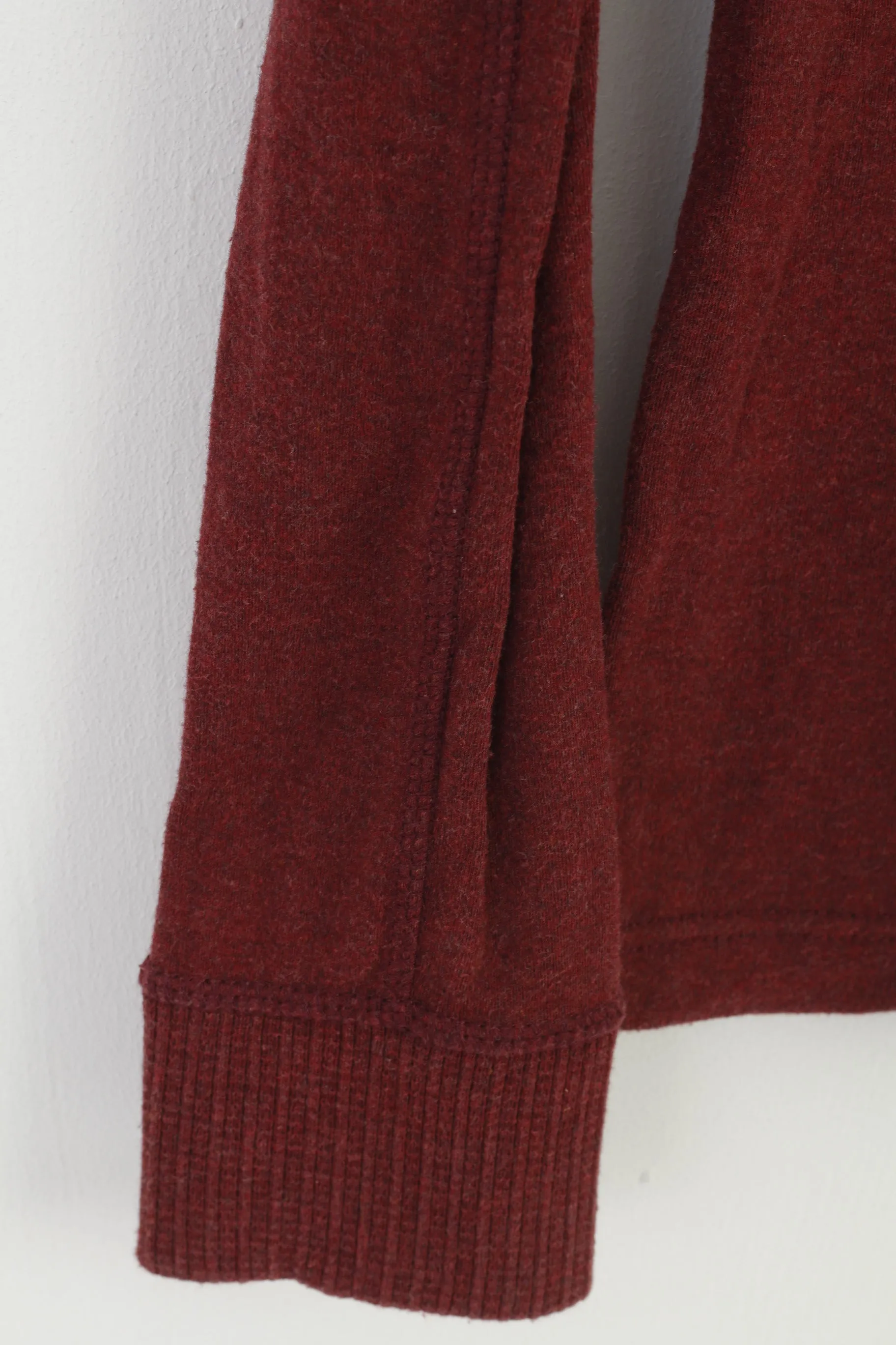 Superdry Men S Shirt Burgundy Cotton Japan Stretch Long Sleeve Crew Neck Top