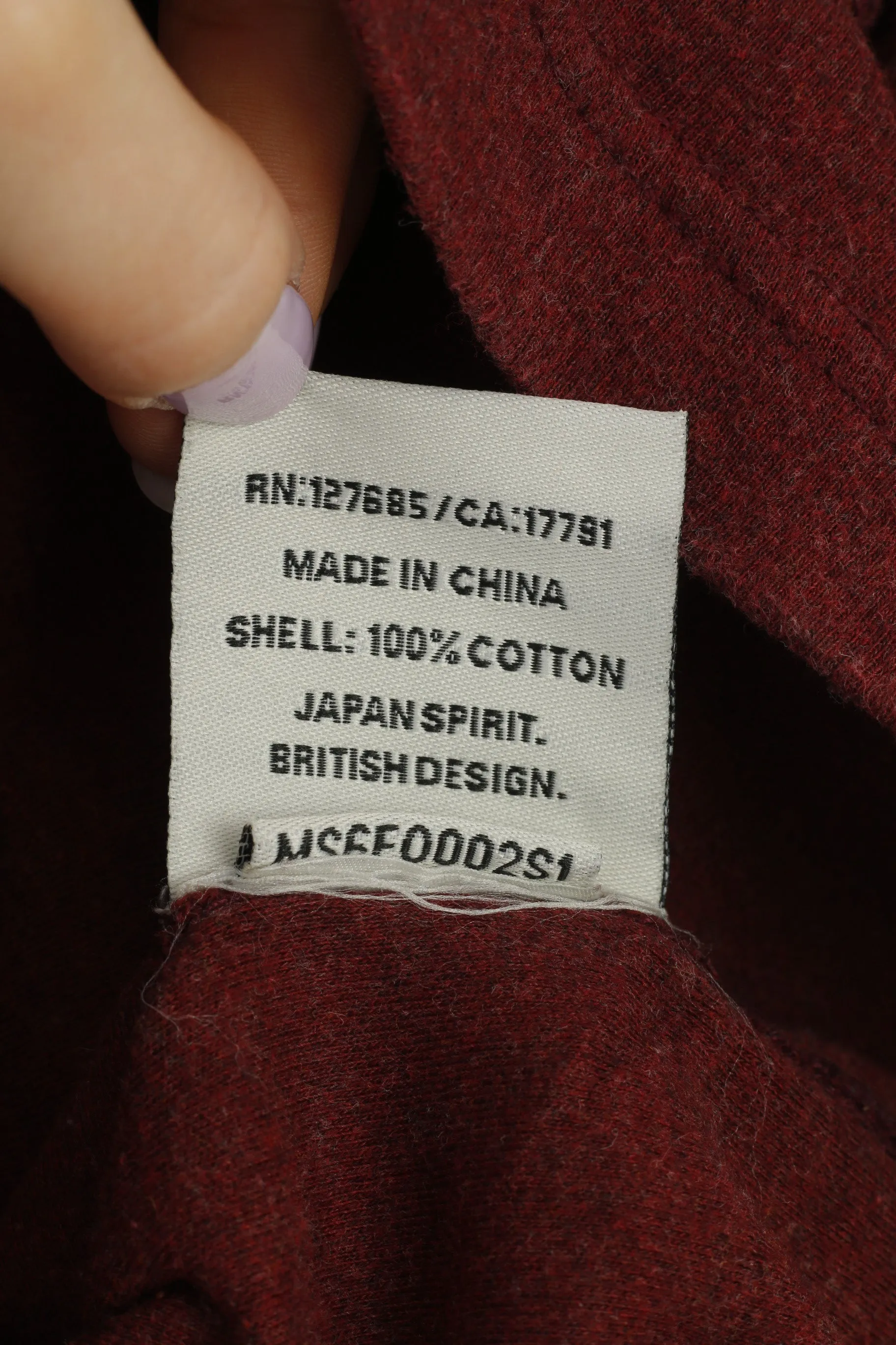 Superdry Men S Shirt Burgundy Cotton Japan Stretch Long Sleeve Crew Neck Top