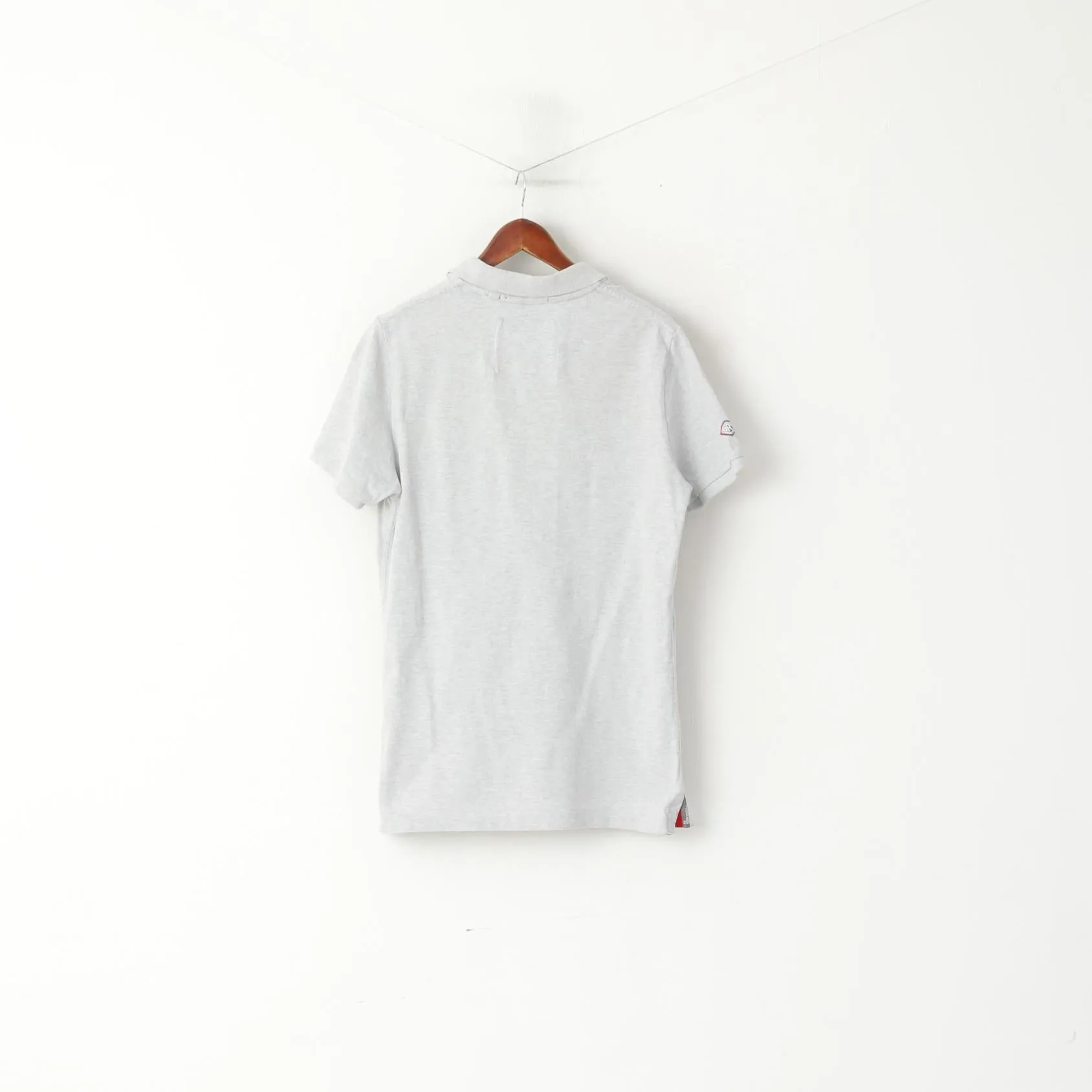 Superdry Men XL (L) Polo Shirt Grey Cotton Classic Japan Detailed Buttons Top