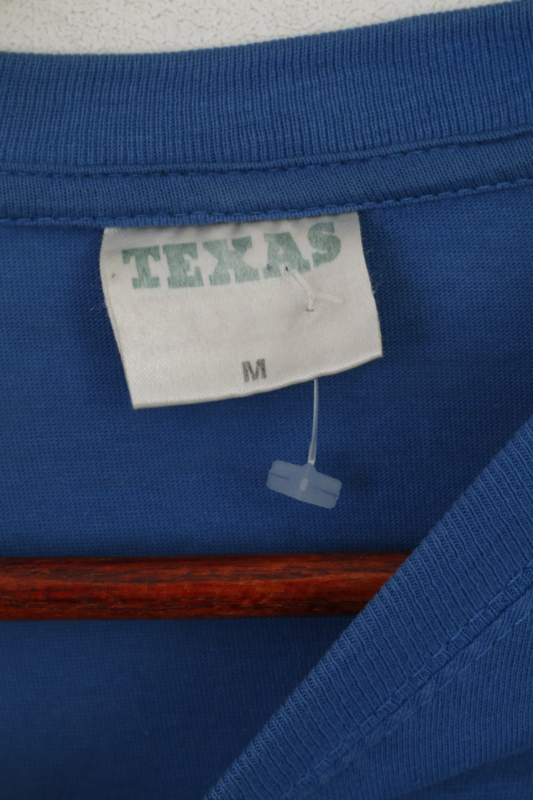 Texas Men M T- Shirt Blue Cotton Graphic Superman Vintage Crew Neck Top