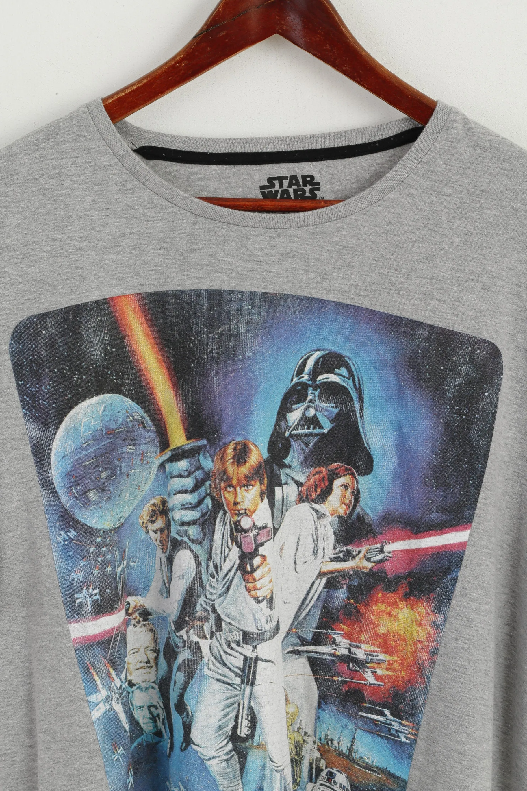 TU Star Wars Men XXL Shirt Grey Cotton Graphic Short Sleeve Basic Top