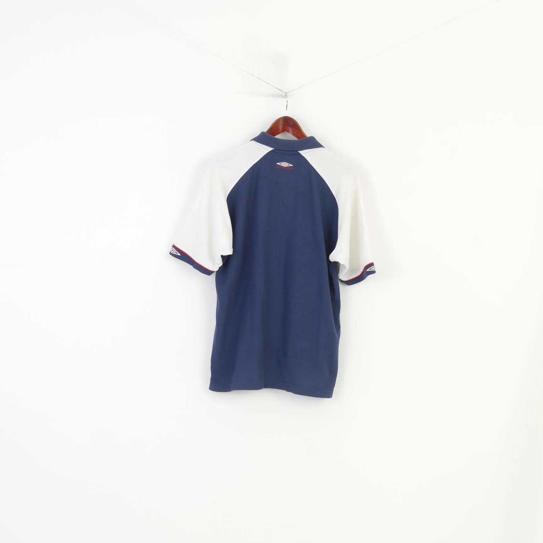Umbro Men M 38 Polo Shirt Navy Cotton Sport Short Sleeve Vintage Top
