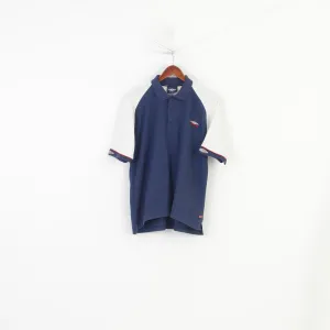 Umbro Men M 38 Polo Shirt Navy Cotton Sport Short Sleeve Vintage Top