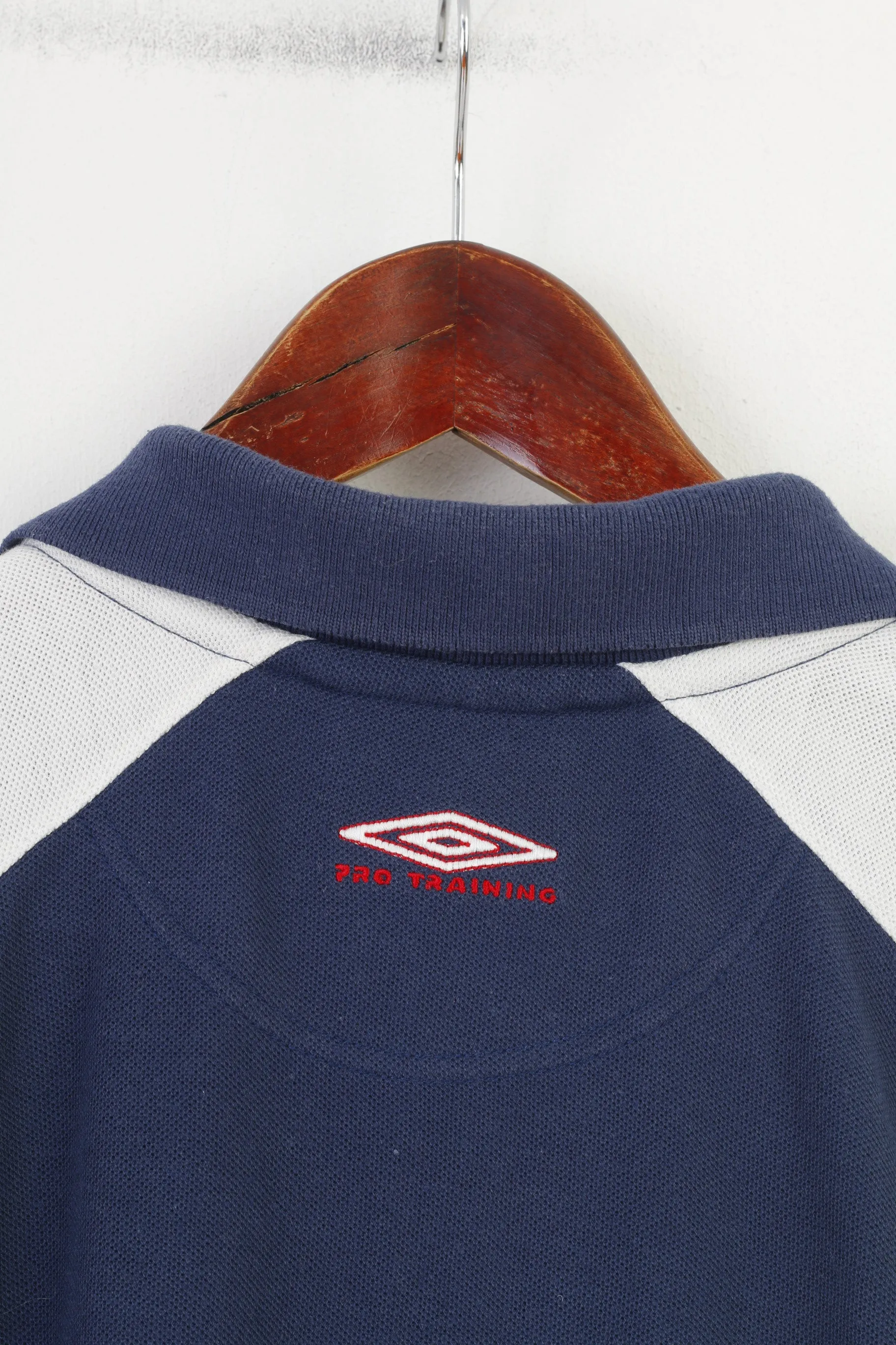 Umbro Men M 38 Polo Shirt Navy Cotton Sport Short Sleeve Vintage Top