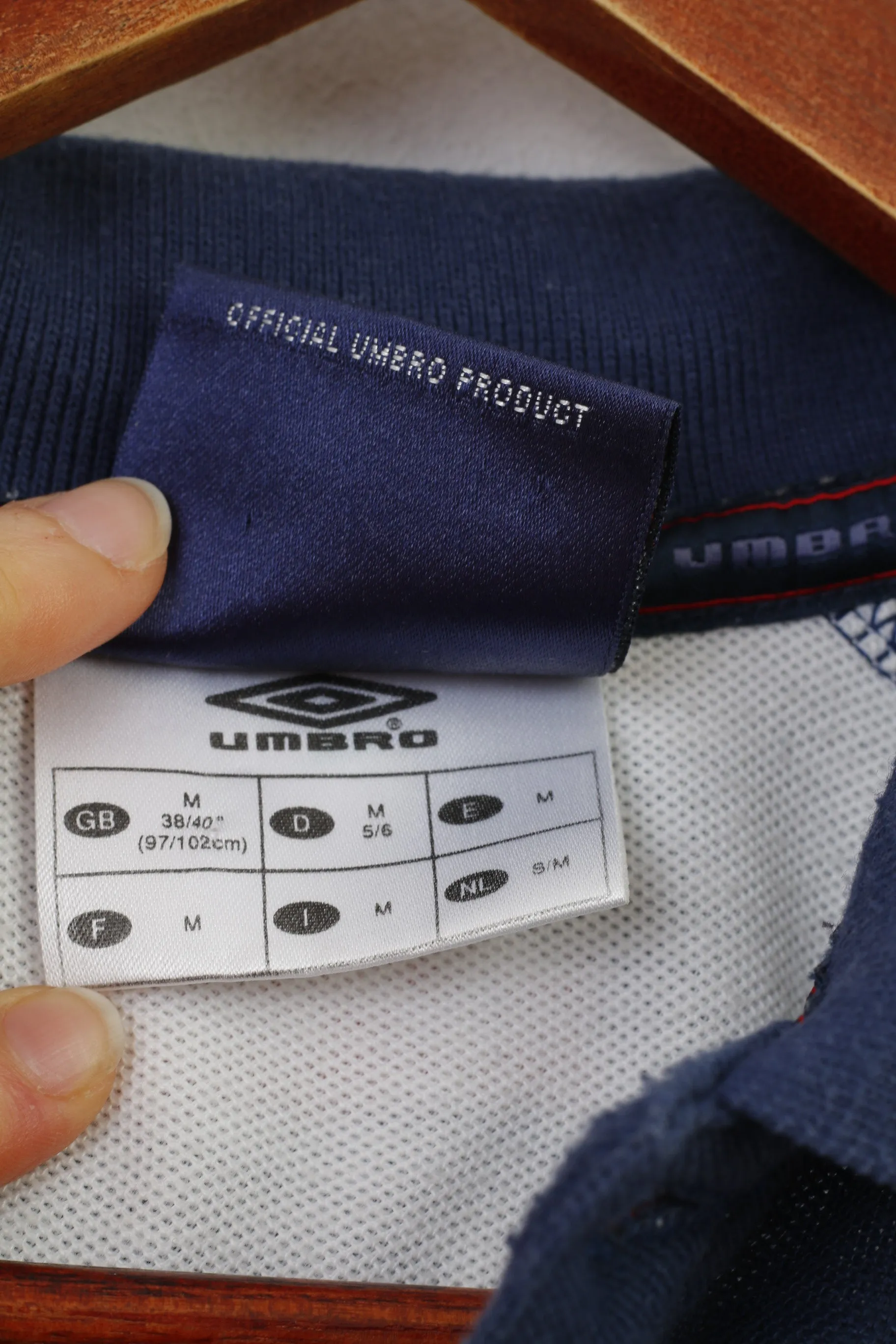 Umbro Men M 38 Polo Shirt Navy Cotton Sport Short Sleeve Vintage Top