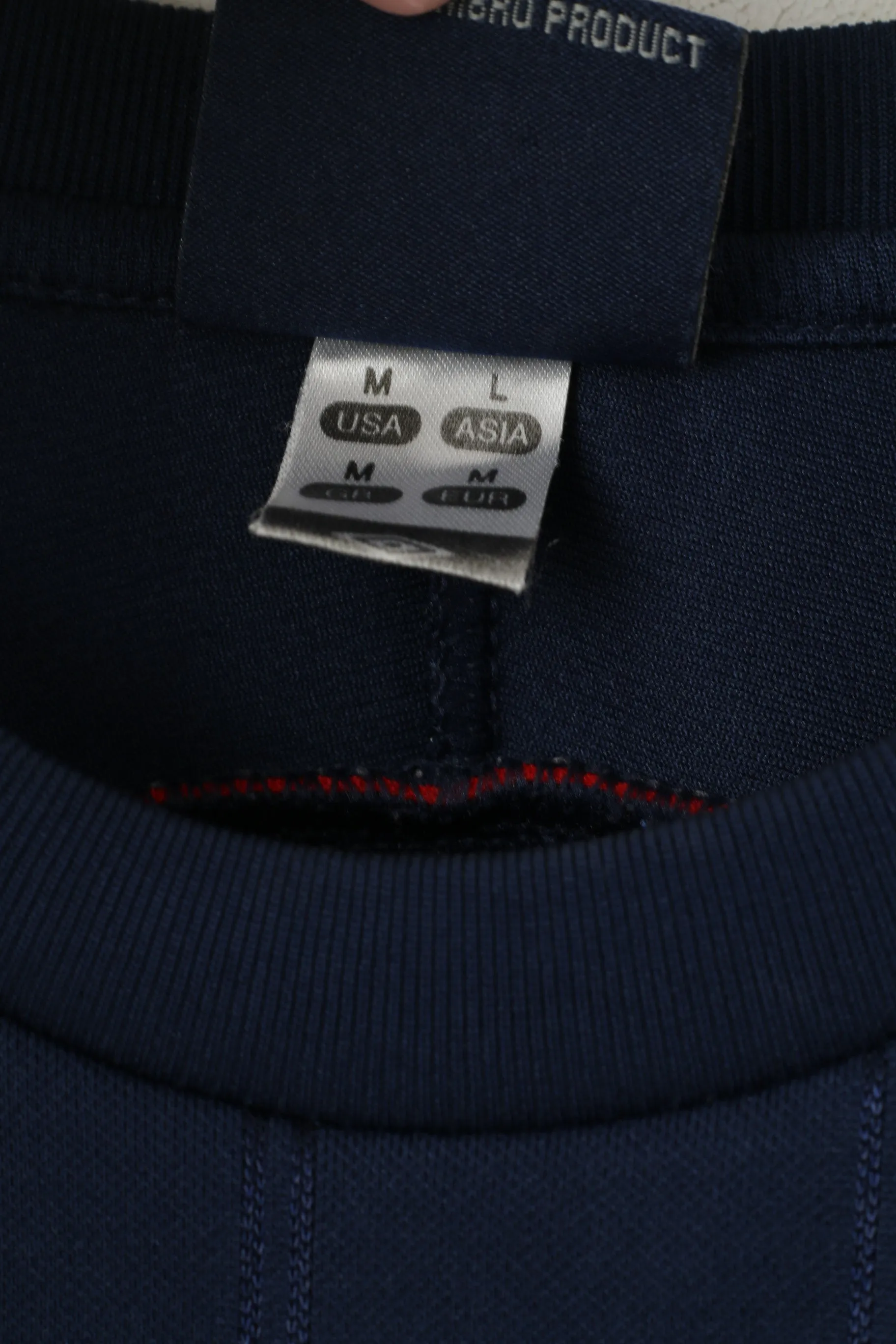Umbro Men M Shirt Navy Activewear Logo Crew Neck Sport Training Jersey Top