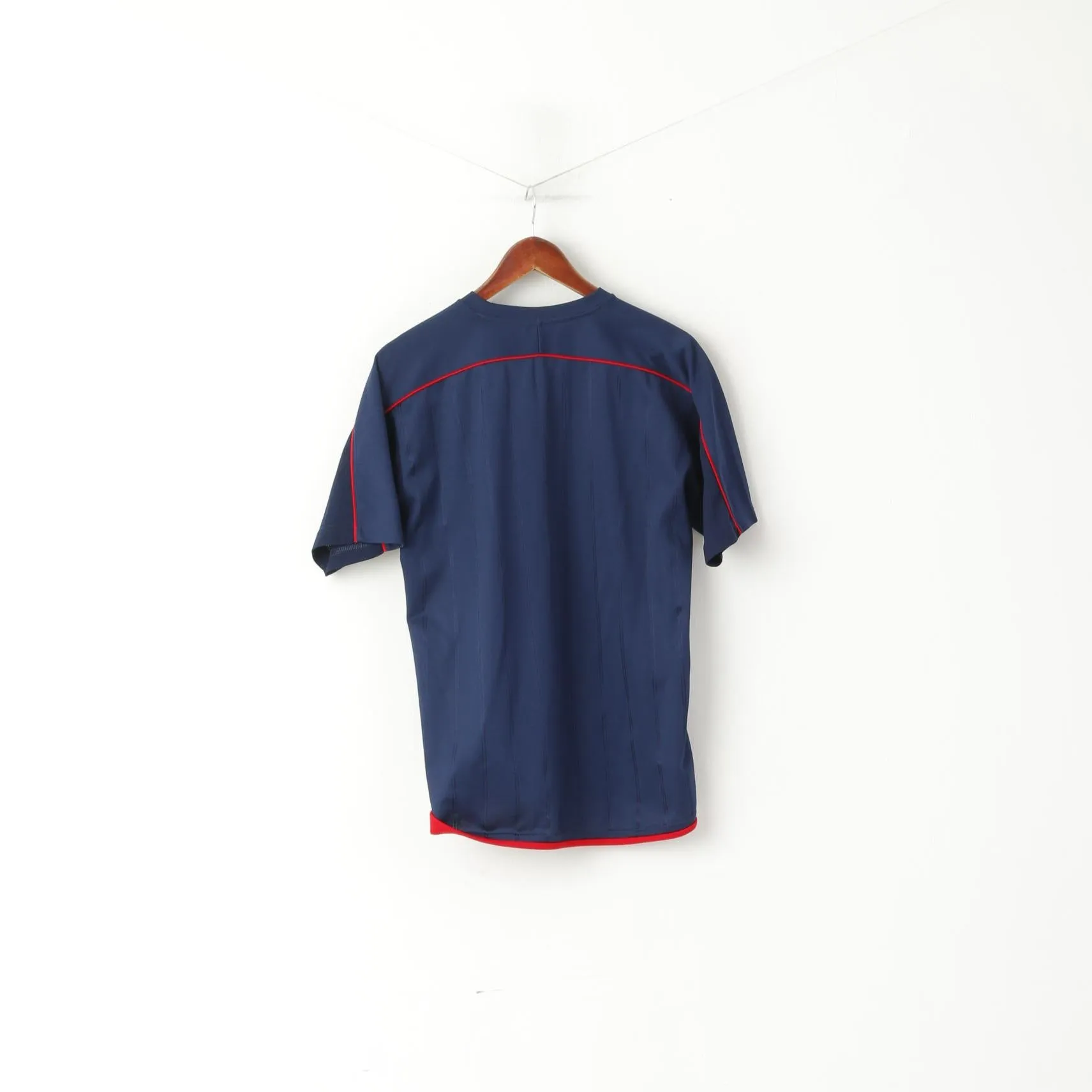 Umbro Men M Shirt Navy Activewear Logo Crew Neck Sport Training Jersey Top