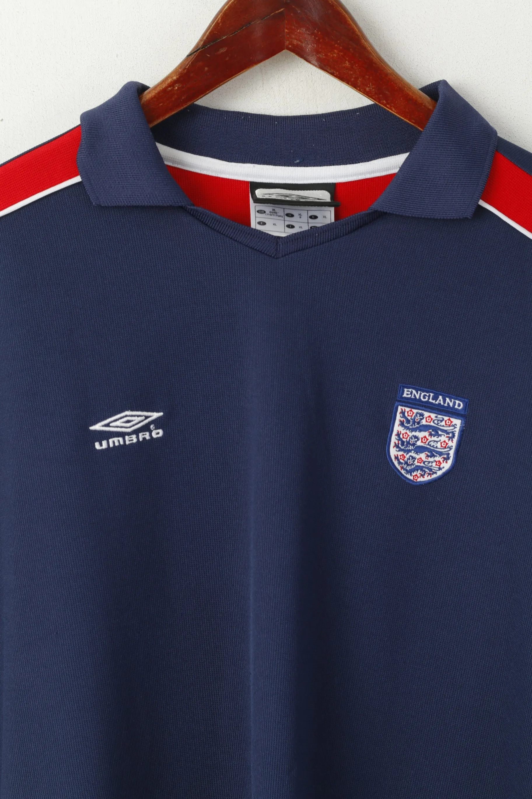 Umbro Men XL Polo Shirt Navy England National Football Team Jersey Sport Top