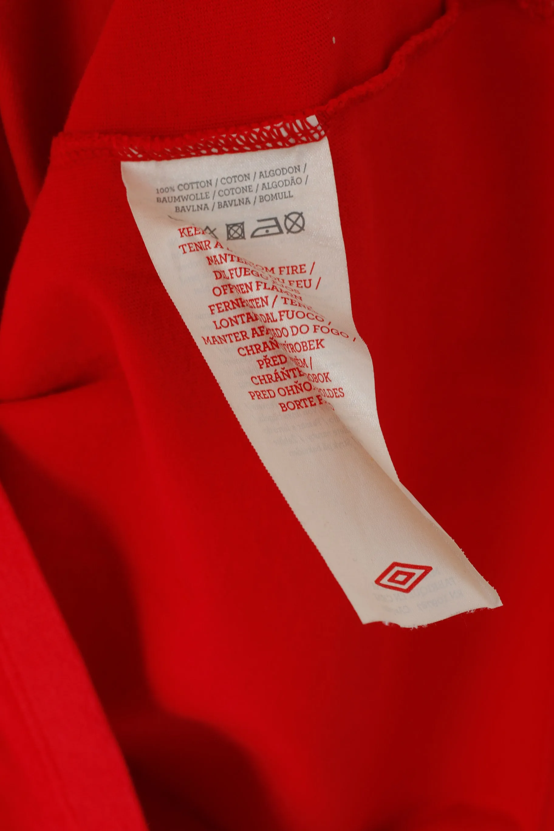 Umbro Men XL T- Shirt Red Cotton National England Team Football Sport Top