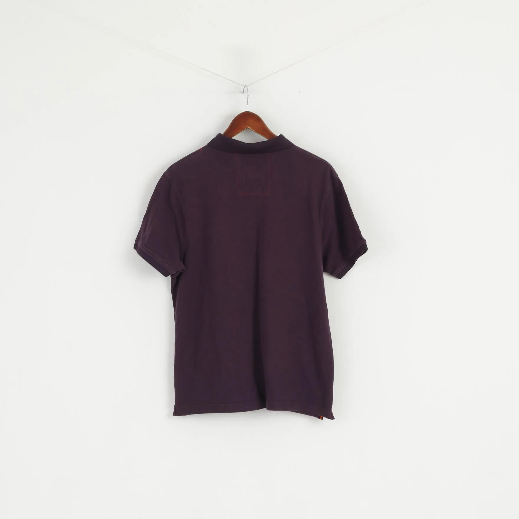 United Kingdom of LUKE Men 2 M Polo Shirt Purple Cotton Diamond Stretch Fit Top