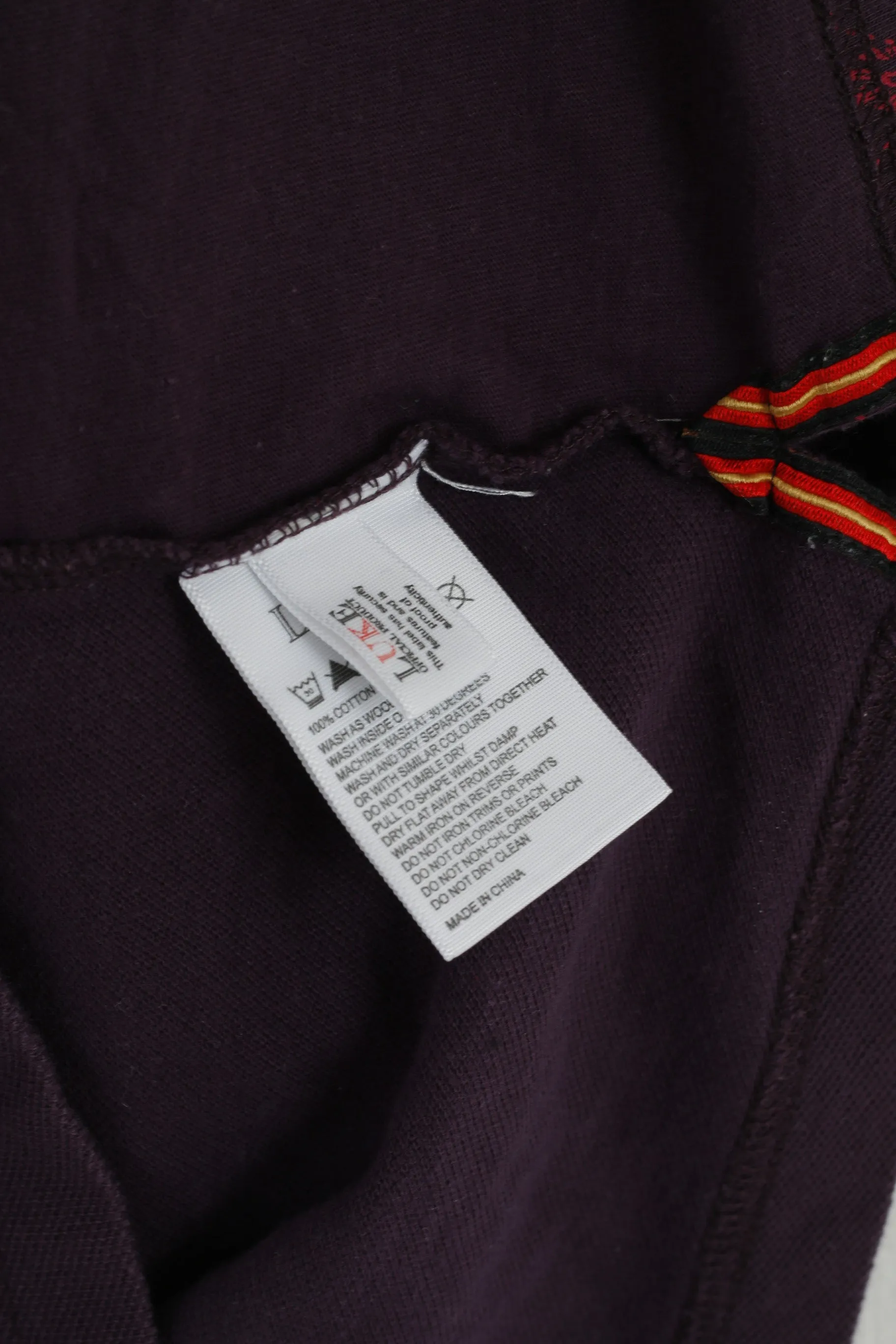 United Kingdom of LUKE Men 2 M Polo Shirt Purple Cotton Diamond Stretch Fit Top