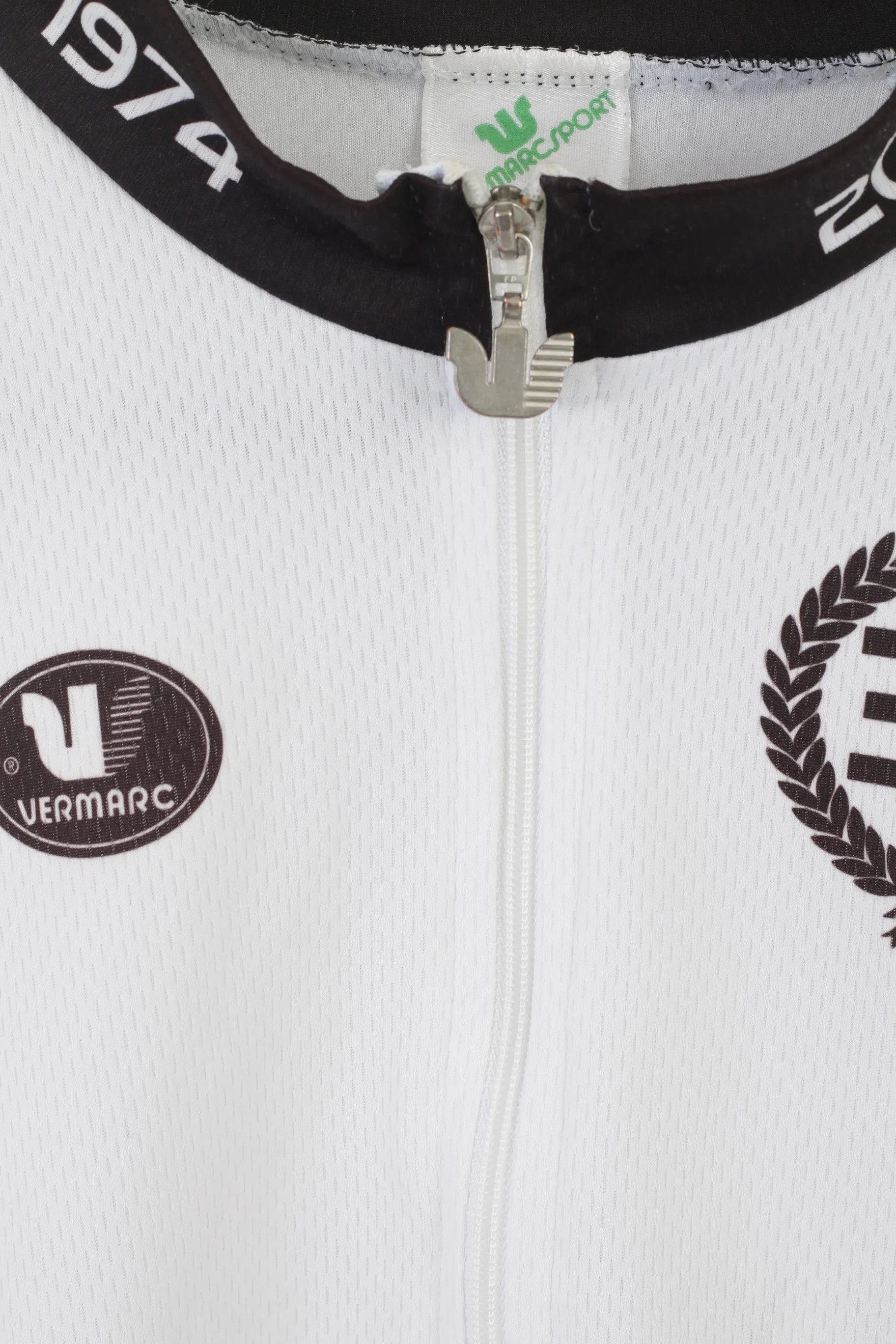 Vermarc Sport Men 58 XXL Cycling Shirt White Vintage Full Zipper Jersey Bike Top