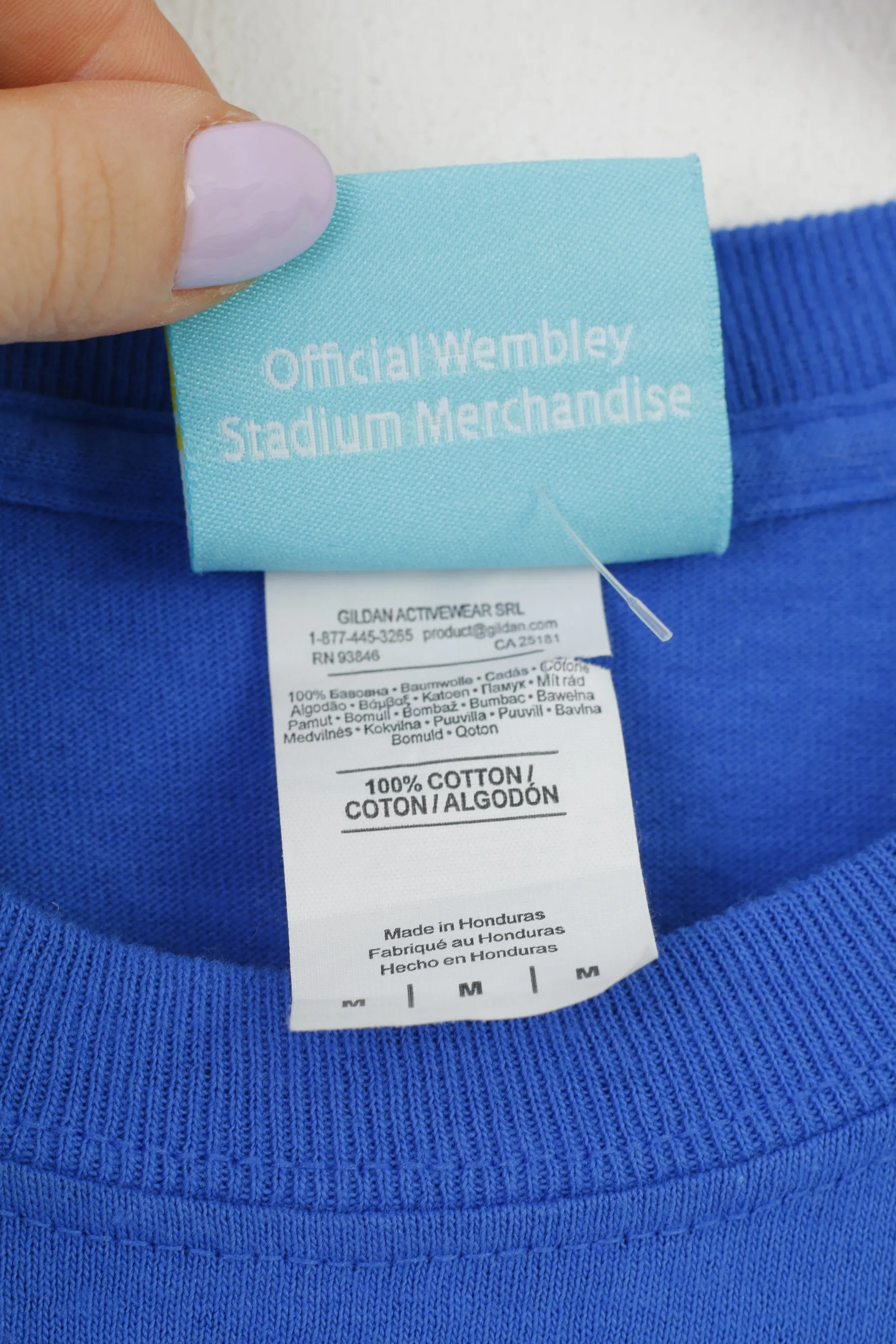 Wembley Men M T-Shirt Blue Cotton Football Club Reading Vintage Sport Top