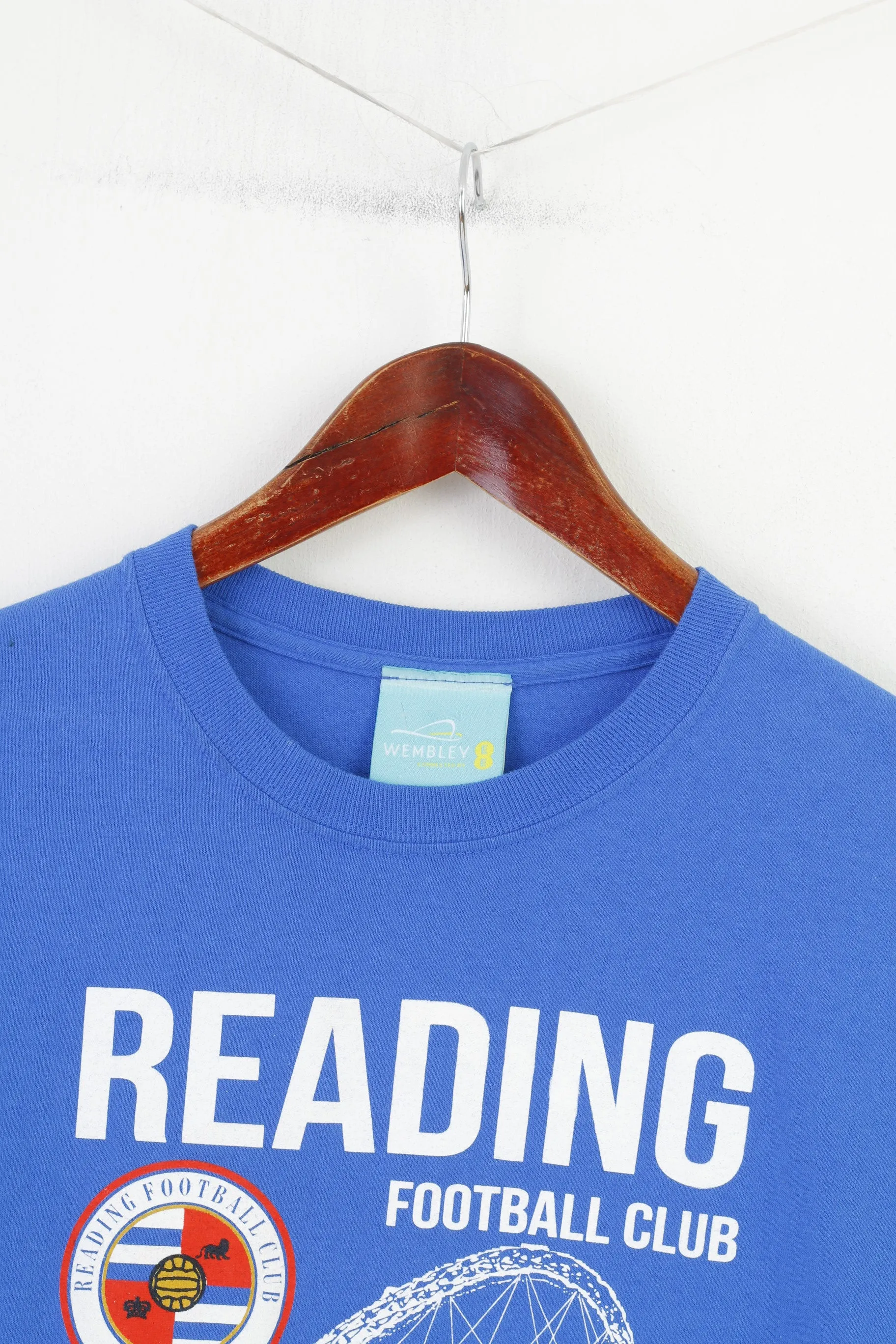 Wembley Men M T-Shirt Blue Cotton Football Club Reading Vintage Sport Top