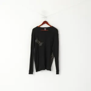 Winterland Classic Rock Men L Long Sleeved Shirt Black KISS Band Music Stretch Top